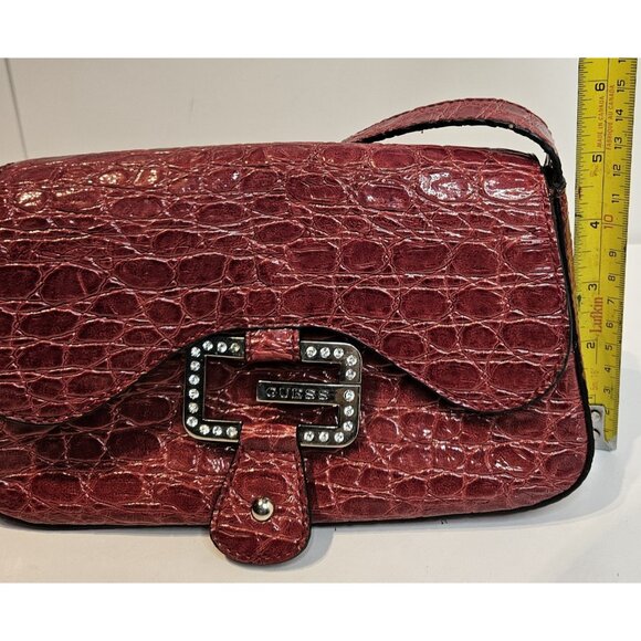 Y2K Vintage Guess ~ Mini Hand Bag ~ Red ~ Snap Closure ~ 9"W x 5"H - Picture 13 of 13